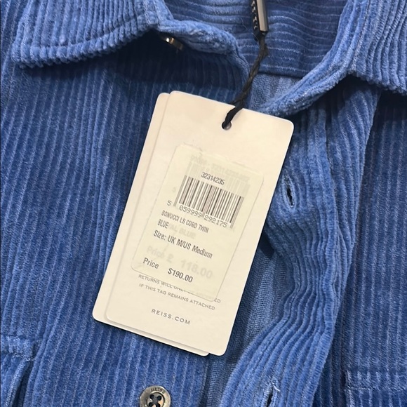 Reiss - Men’s Blue Corduroy Overshirt - Picture 9 of 14